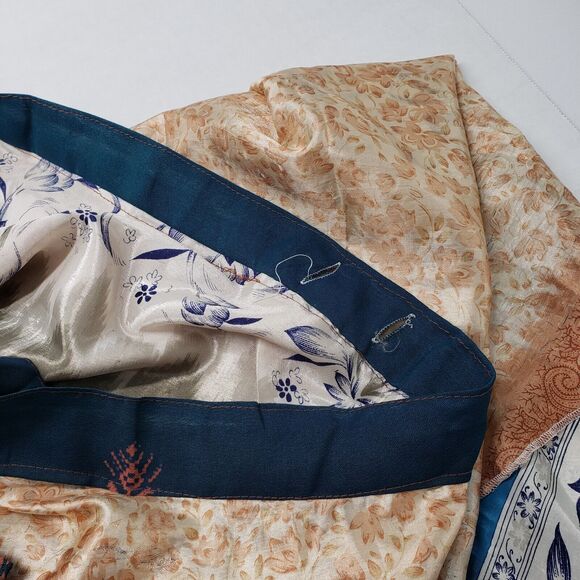 Vintage Satin Sari Wrap Skirts Womens Large Gold Blue Magic Bohemian Multiway - Picture 16 of 16